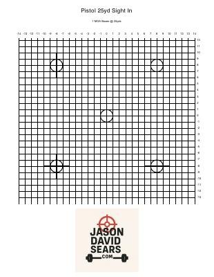 Pistol 25 yard sight-in target preview