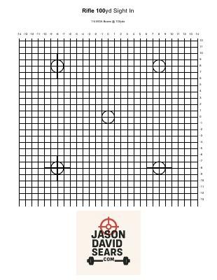 Rifle 100 yard sight-in target preview